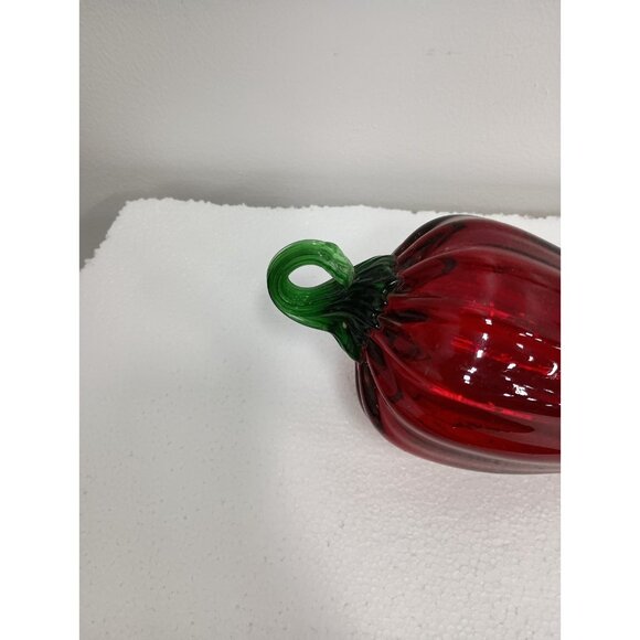 Vintage Hand Blown Art Glass Large Red Chili Pepper Figurine Paperweight 11.5" - Picture 2 of 8